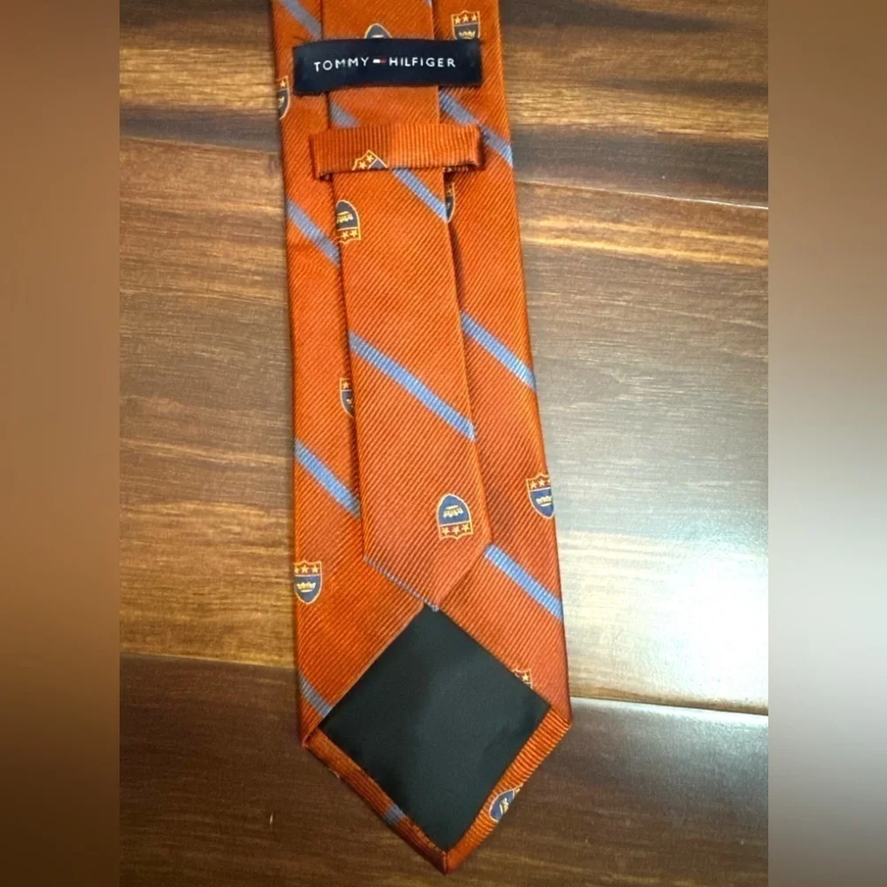 TOMMY HILFIGER 100% Silk Copper University Style Necktie